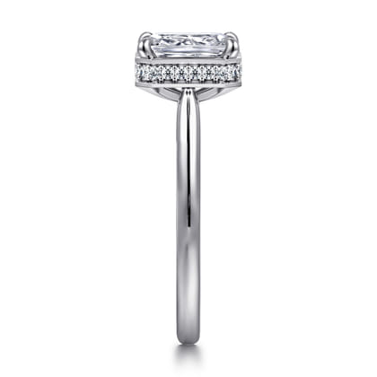 Reece - 14K White Gold Cushion Cut Bezel Prong Diamond Engagement Ring