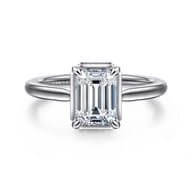 Reece - 14K White Gold Emerald Cut Bezel Prong Diamond Engagement Ring