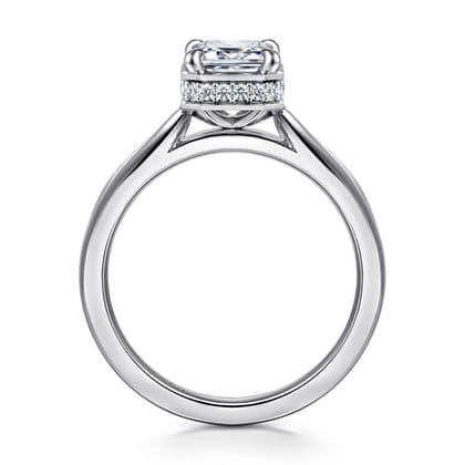 Reece - 14K White Gold Emerald Cut Bezel Prong Diamond Engagement Ring