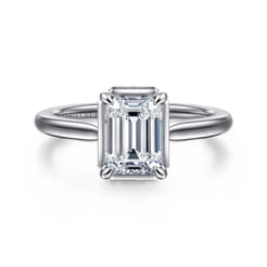 Reece - 14K White Gold Emerald Cut Diamond Engagement Ring