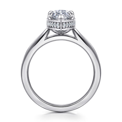 Reece - 14K White Gold Marquise Shape Bezel Prong Diamond Engagement Ring