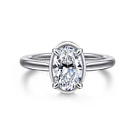 Reece - 14K White Gold Oval Bezel Prong Diamond Engagement Ring