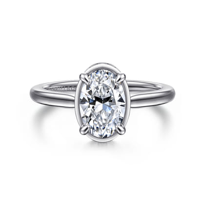 Reece - 14K White Gold Oval Bezel Prong Diamond Engagement Ring
