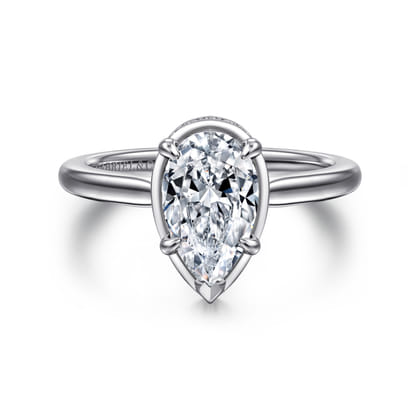 Reece - 14K White Gold Pear Shape Bezel Prong Diamond Engagement Ring