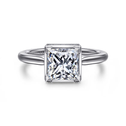 Reece - 14K White Gold Princess Cut Bezel Prong Diamond Engagement Ring