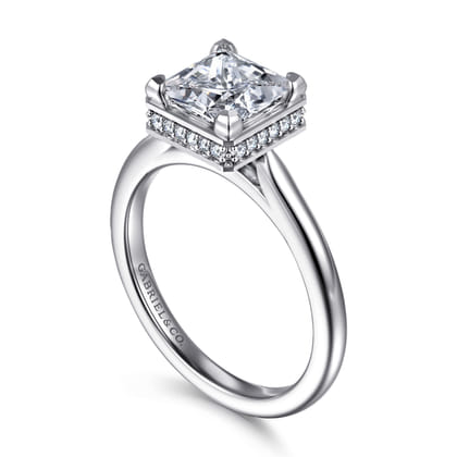 Reece - 14K White Gold Princess Cut Bezel Prong Diamond Engagement Ring