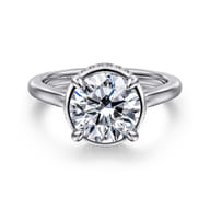 Reece - 14K White Gold Round Bezel Prong Diamond Engagement Ring