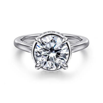 Reece - 14K White Gold Round Bezel Prong Diamond Engagement Ring