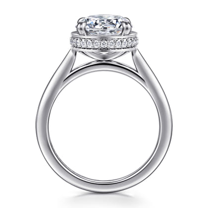 Reece - 14K White Gold Round Bezel Prong Diamond Engagement Ring