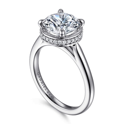 Reece - 14K White Gold Round Bezel Prong Diamond Engagement Ring