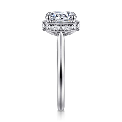 Reece - 14K White Gold Round Bezel Prong Diamond Engagement Ring