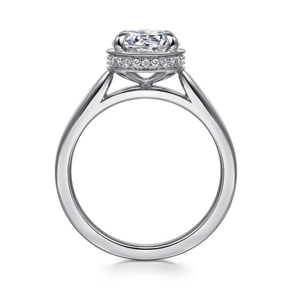Reece - 14K White Gold Round Bezel Prong Diamond Engagement Ring