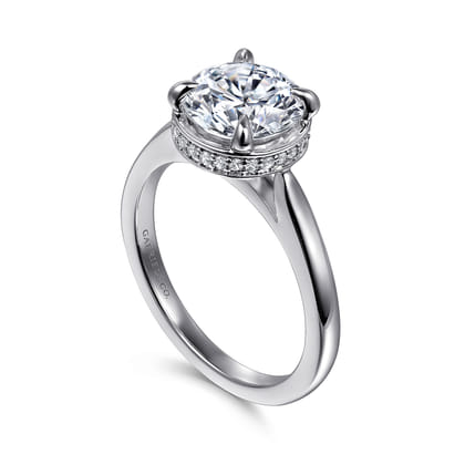 Reece - 14K White Gold Round Bezel Prong Diamond Engagement Ring
