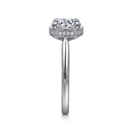 Reece - 14K White Gold Round Bezel Prong Diamond Engagement Ring