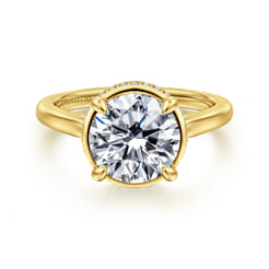 Reece - 14K Yellow Gold Round Bezel Prong Diamond Engagement Ring