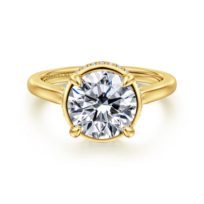 Reece - 14K Yellow Gold Round Bezel Prong Diamond Engagement Ring
