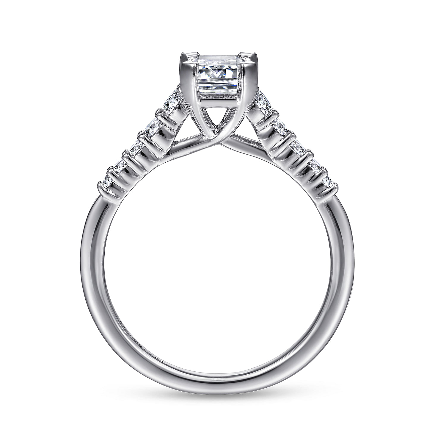 Reed - 14K White Gold Emerald Cut Diamond Engagement Ring - 0.25 ct - Shot 2