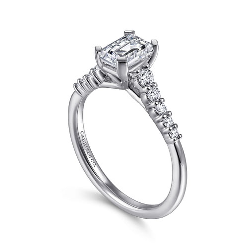 Reed - 14K White Gold Emerald Cut Diamond Engagement Ring - 0.25 ct - Shot 3