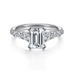 14K White Gold Emerald Cut Diamond Engagement Ring