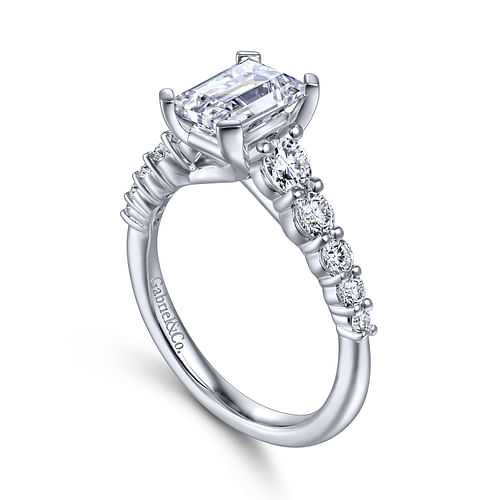 Reed - 14K White Gold Emerald Cut Diamond Engagement Ring - 0.75 ct - Shot 3