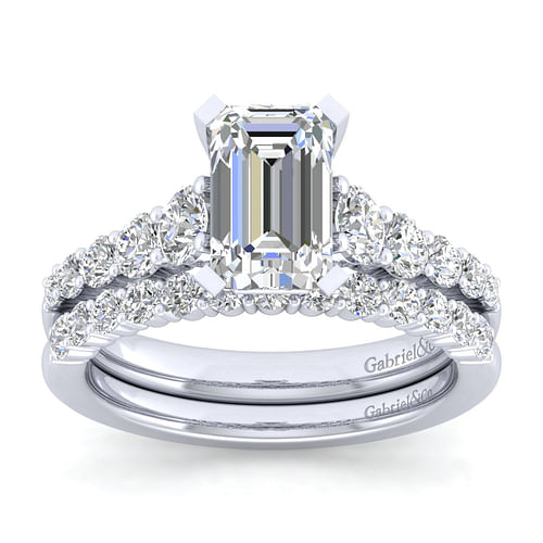 Reed - 14K White Gold Emerald Cut Diamond Engagement Ring - 0.75 ct - Shot 4