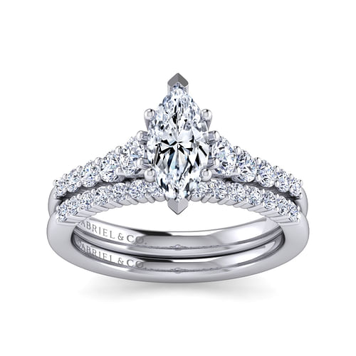 Reed - 14K White Gold Marquise Shape Diamond Engagement Ring - 0.5 ct - Shot 4