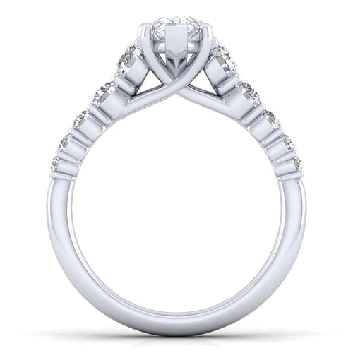 Reed - 14K White Gold Pear Shape Diamond Engagement Ring - 0.75 ct - Shot 2