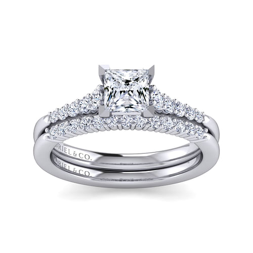 Reed - 14K White Gold Princess Cut Diamond Engagement Ring - 0.25 ct - Shot 4