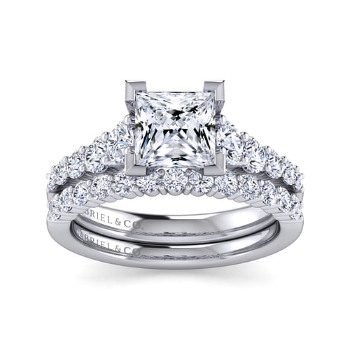 Reed - 14K White Gold Princess Cut Diamond Engagement Ring - 0.75 ct - Shot 4
