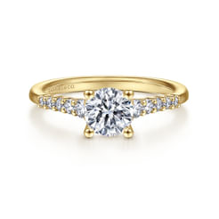 14K Yellow Gold Round Diamond Engagement Ring