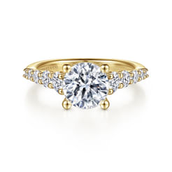 14K Yellow Gold Round Diamond Engagement Ring