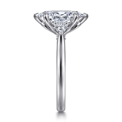 Reema - 14K White Gold Marquise Shape Three Stone Lotus Diamond Engagement Ring