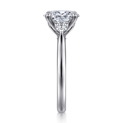 Reema - 14K White Gold Oval Three Stone Lotus Diamond Engagement Ring