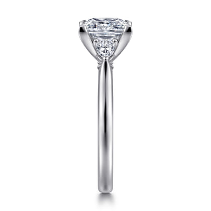 Reema - 14K White Gold Princess Cut Three Stone Lotus Diamond Engagement Ring