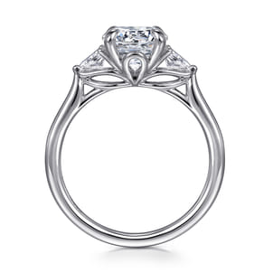 Reema - 14K White Gold Three Stone Round Lotus Diamond Engagement Ring