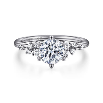 Reena - 14K White Gold 6 Prong Round Diamond Engagement Ring