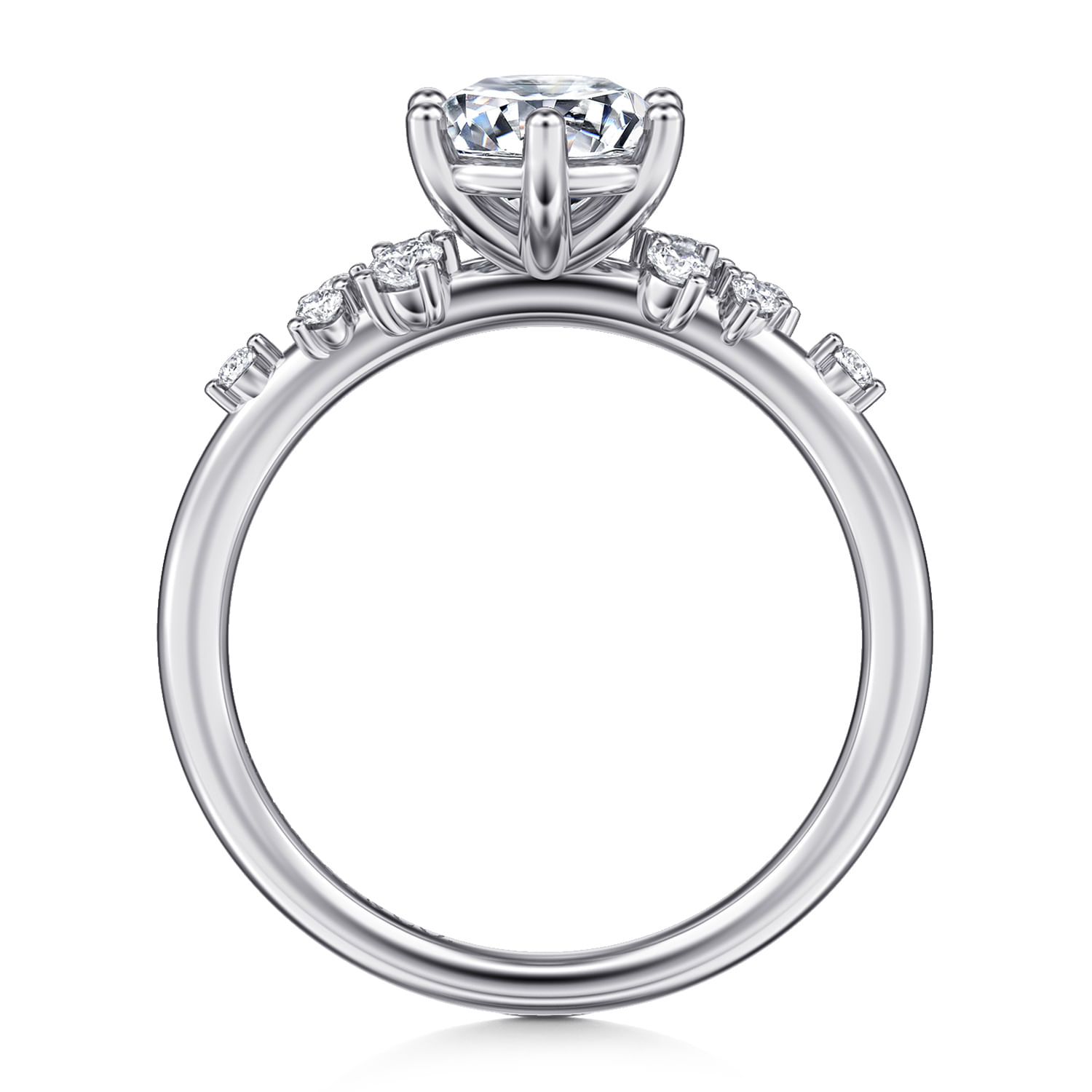 Reena - 14K White Gold 6 Prong Round Diamond Engagement Ring