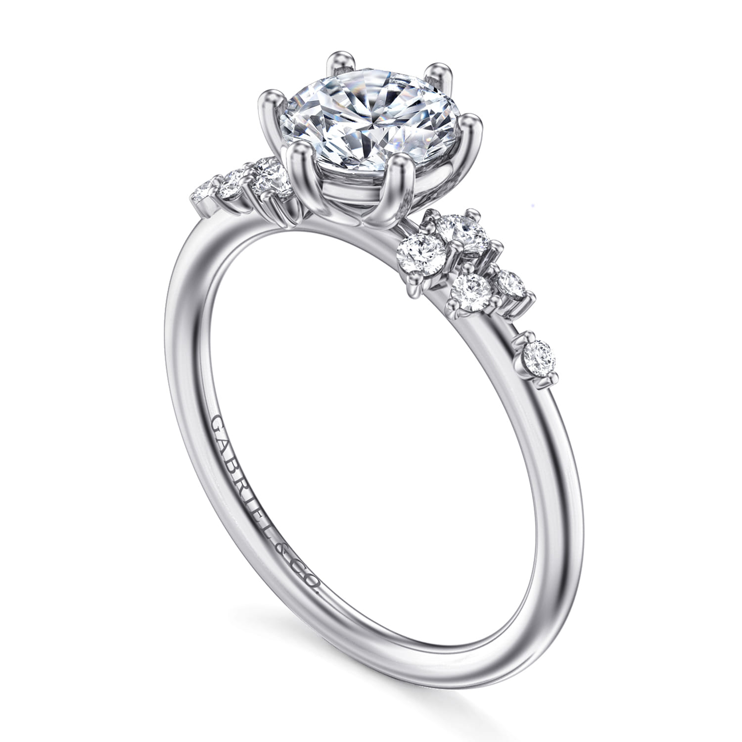Reena - 14K White Gold 6 Prong Round Diamond Engagement Ring