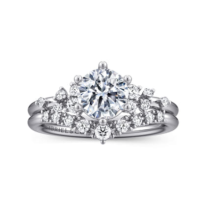 Reena - 14K White Gold 6 Prong Round Diamond Engagement Ring