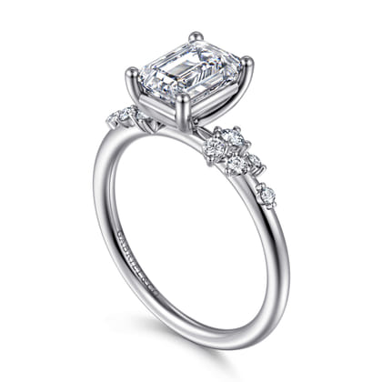 Reena - 14K White Gold Emerald Cut Diamond Engagement Ring