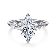 Reena - 14K White Gold Marquise Shape Diamond Engagement Ring