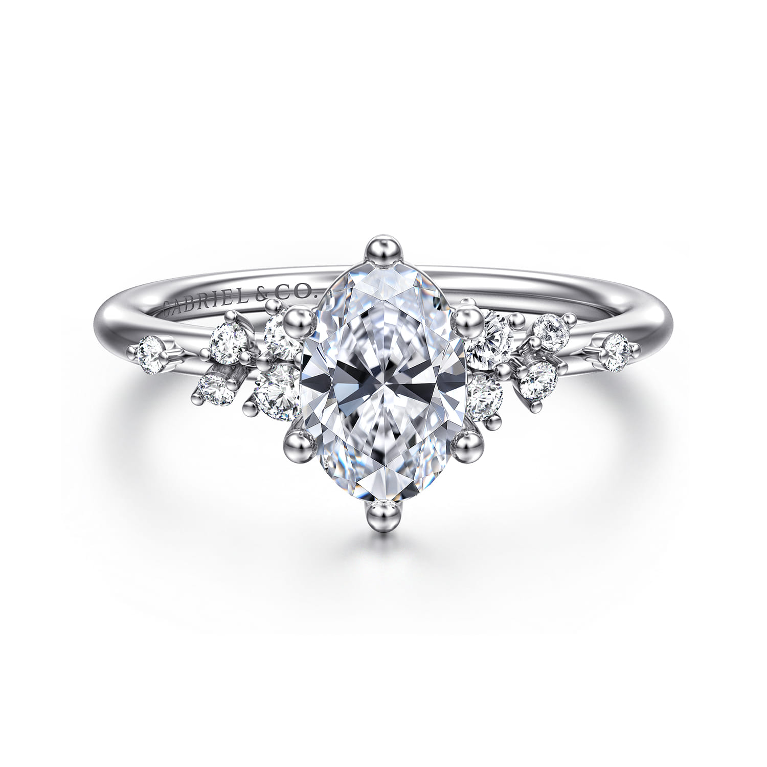 Reena - 14K White Gold Oval Diamond Engagement Ring