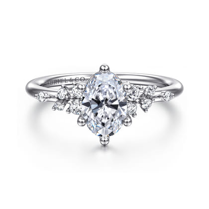 Reena - 14K White Gold Oval Diamond Engagement Ring