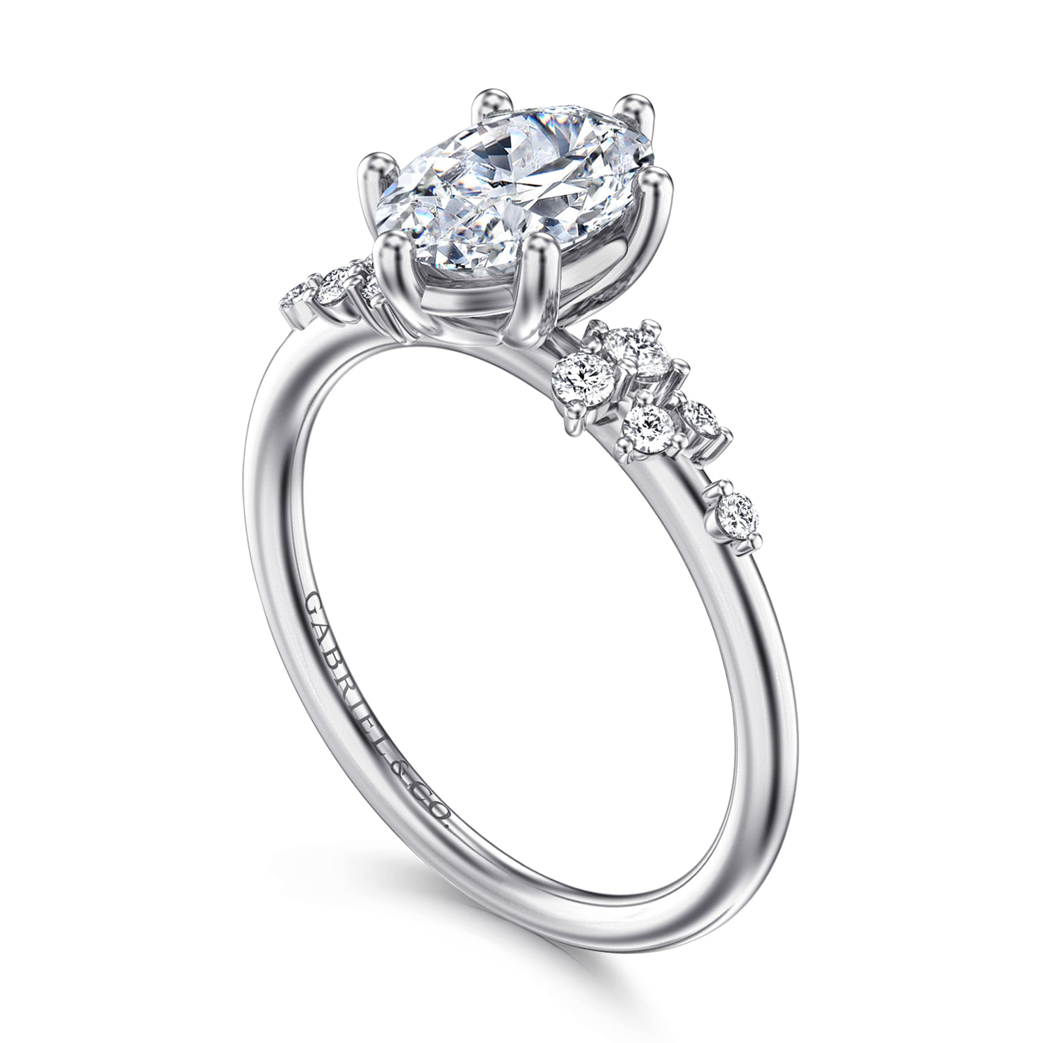 Reena - 14K White Gold Oval Diamond Engagement Ring