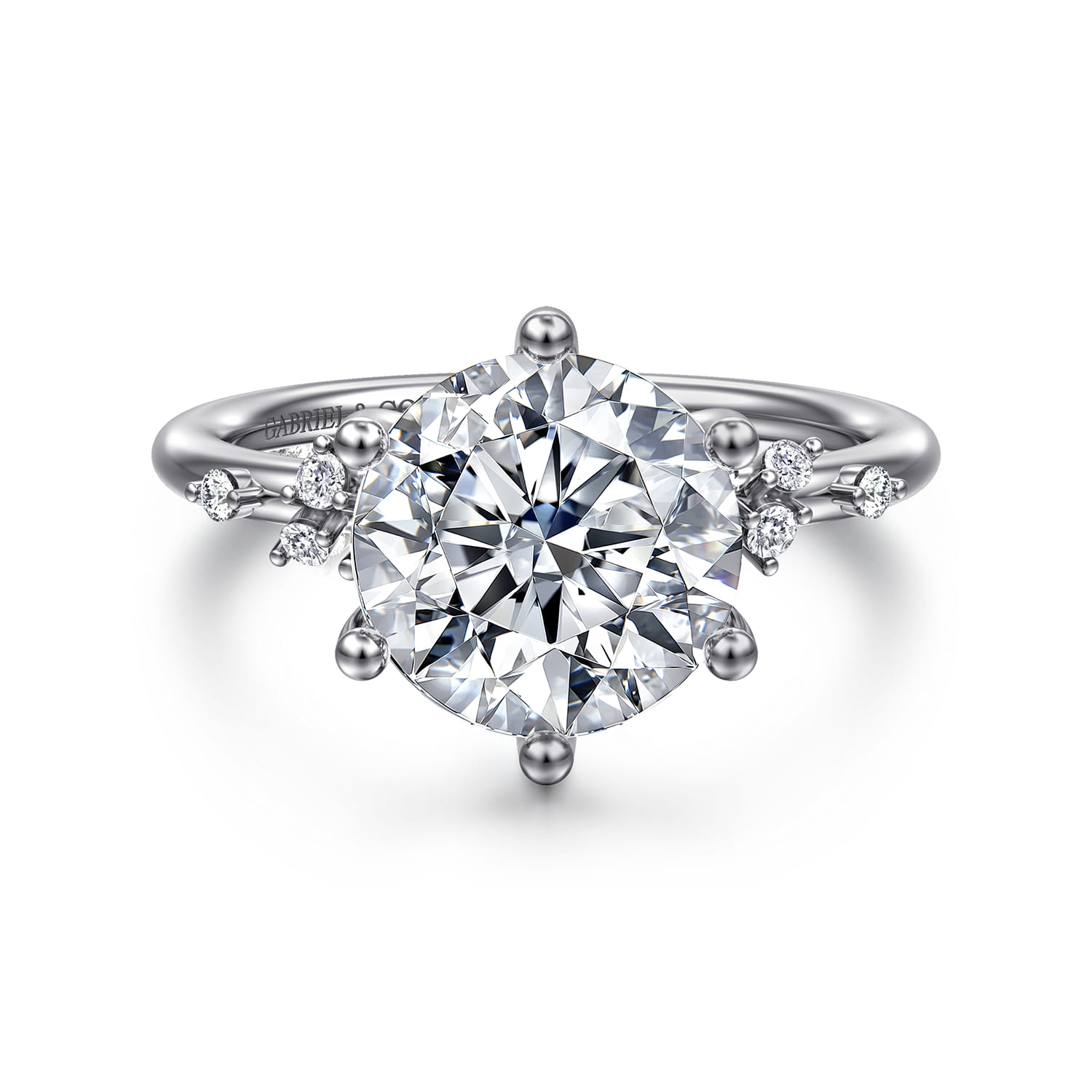 Reena - 14K White Gold Round Diamond Engagement Ring