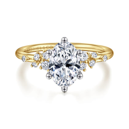 Reena - 14K White-Yellow Gold Oval Diamond Engagement Ring