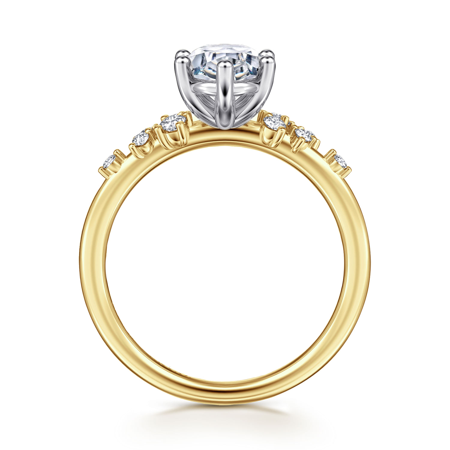 Reena - 14K White-Yellow Gold Oval Diamond Engagement Ring