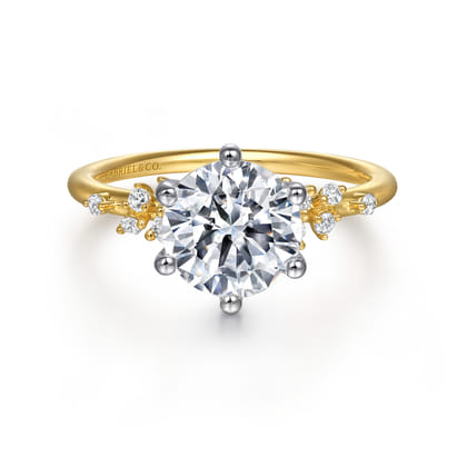 Reena - 14K White and Yellow Gold 6 Prong Diamond Engagement Ring