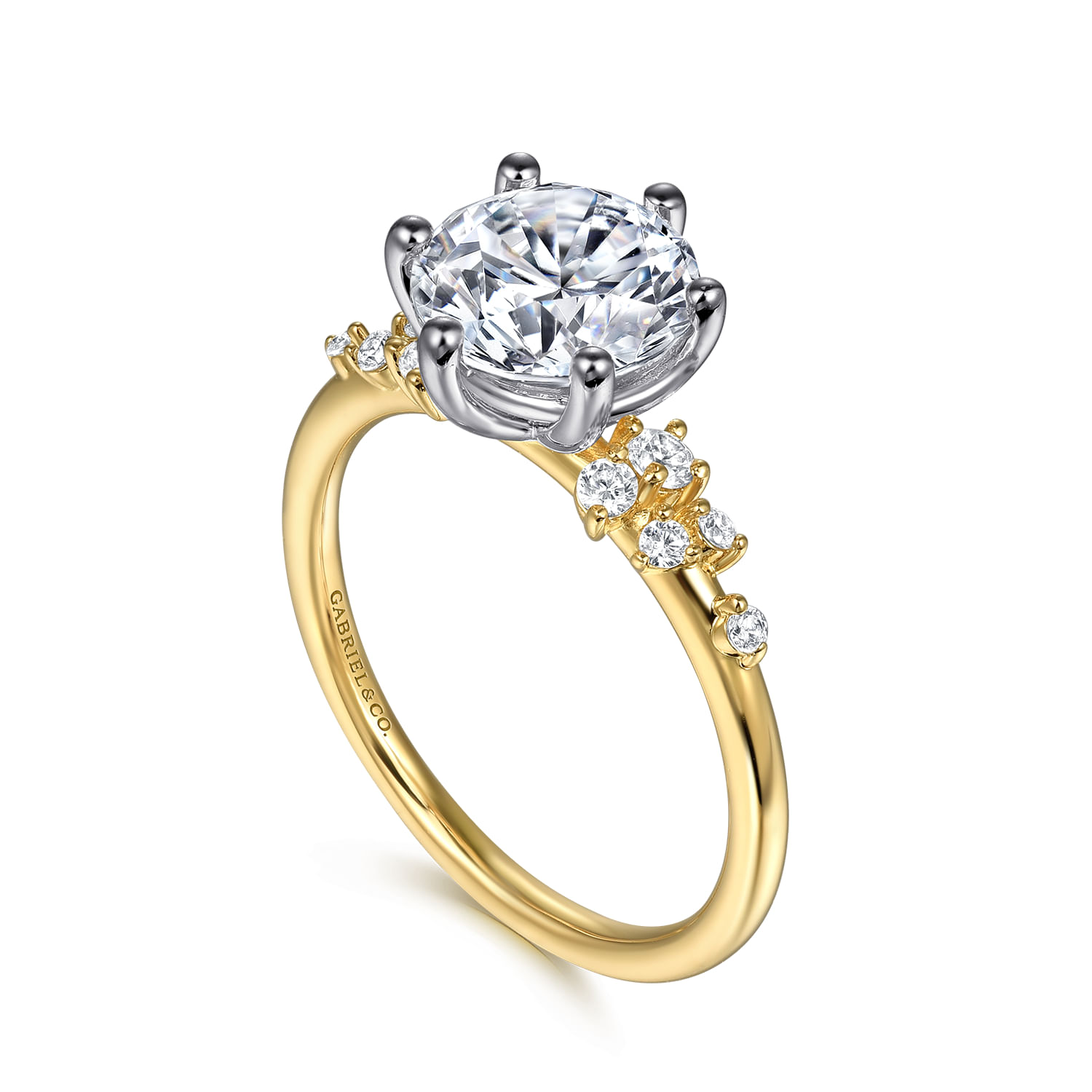 Reena - 14K White and Yellow Gold 6 Prong Diamond Engagement Ring