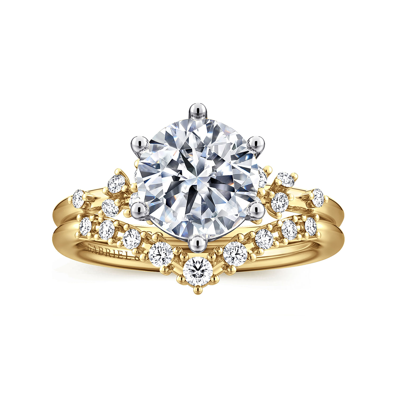 Reena - 14K White and Yellow Gold 6 Prong Diamond Engagement Ring